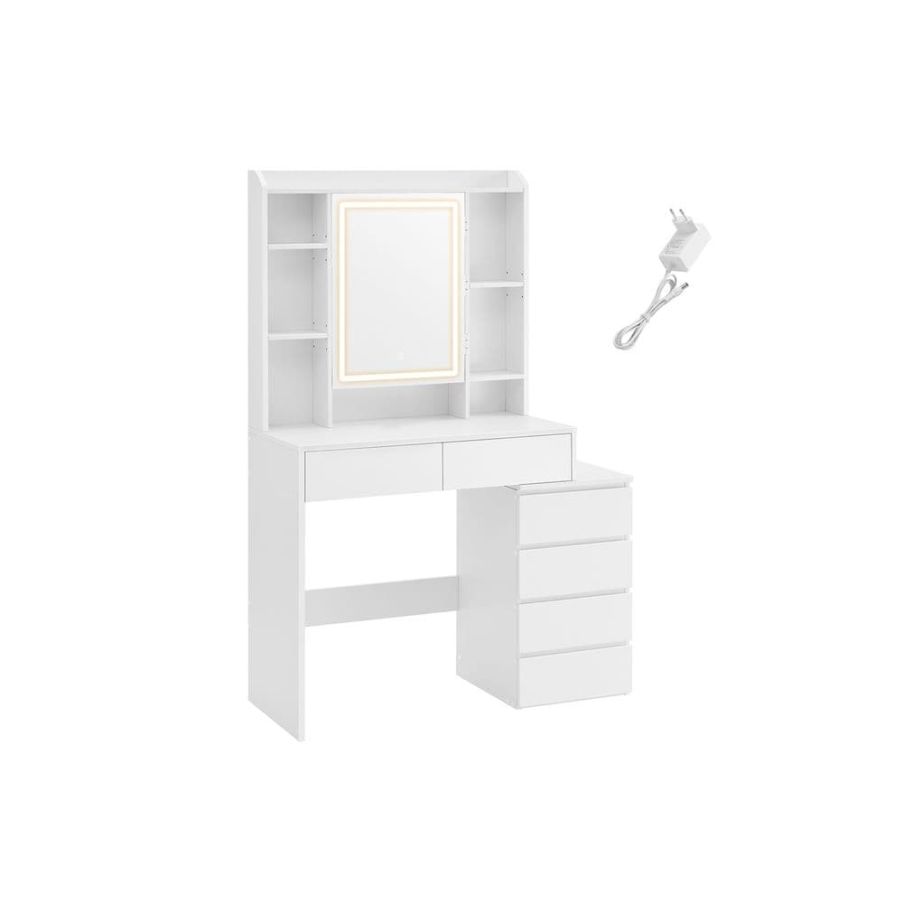Toaletný stolík Vasagle Ginny 97 cm s LED osvetlením biely