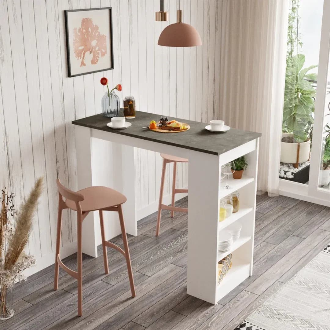 Barový stôl Houseland Masasi retro šedý/biely 1