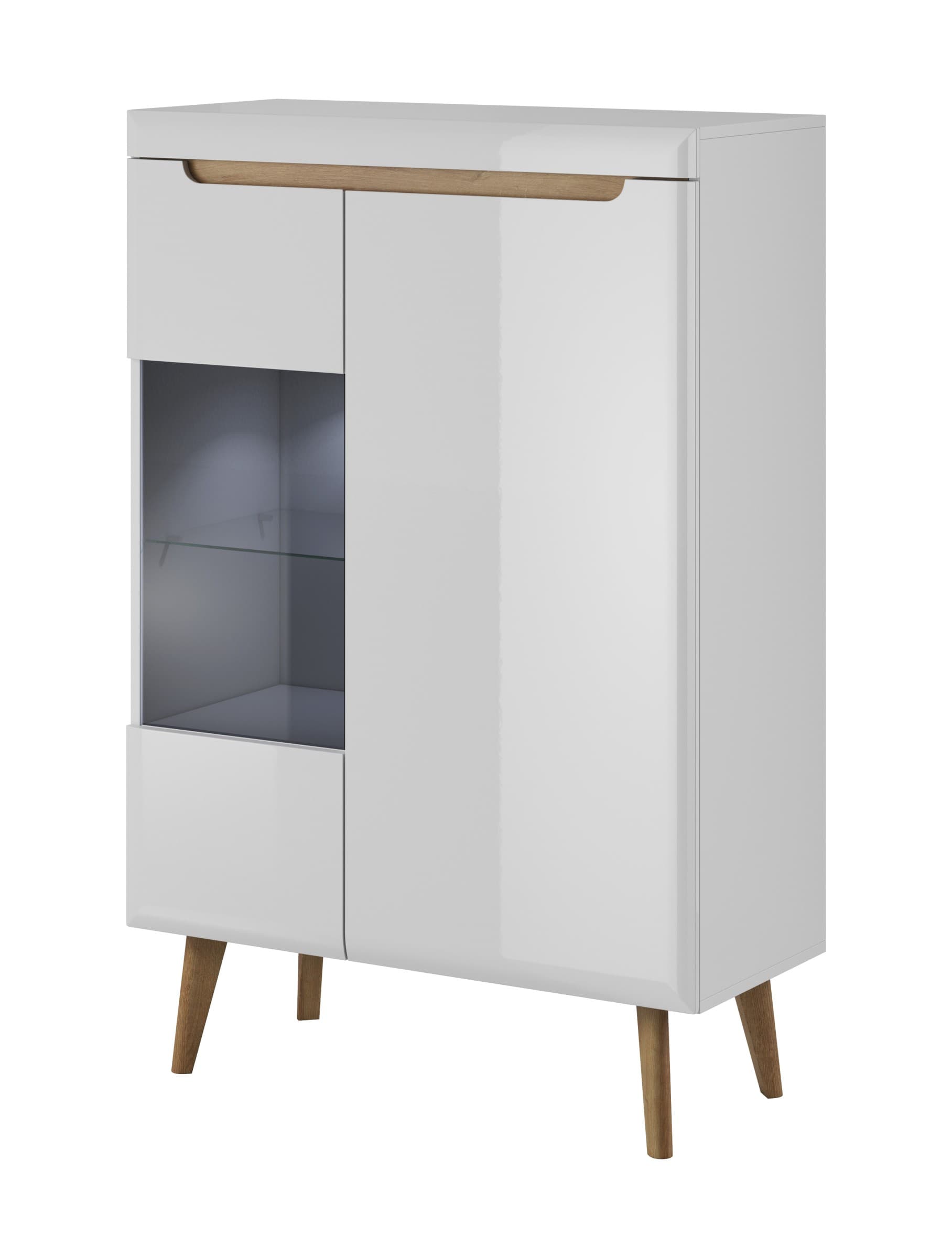 Vitrína Nordi 90 cm biela/dub Riviéra 1
