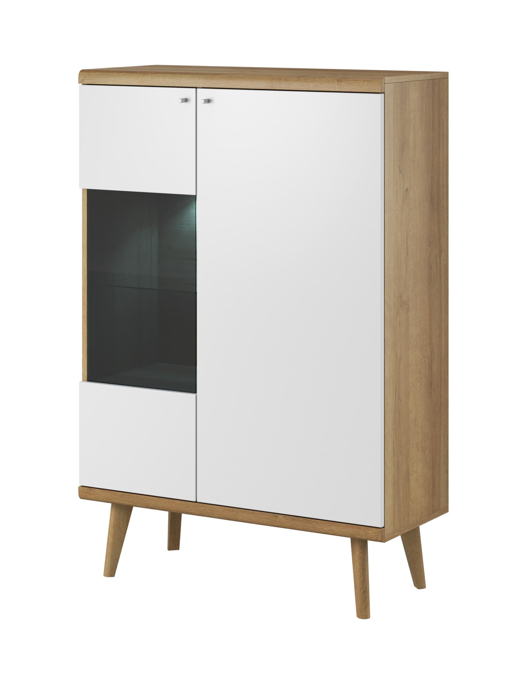 Vitrína Primo 90 cm dub Riviéra/biela