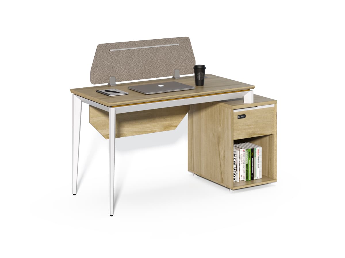 Kancelársky stôl s skrinkou Houseland Profit Max 03 1406 dub/biely 1