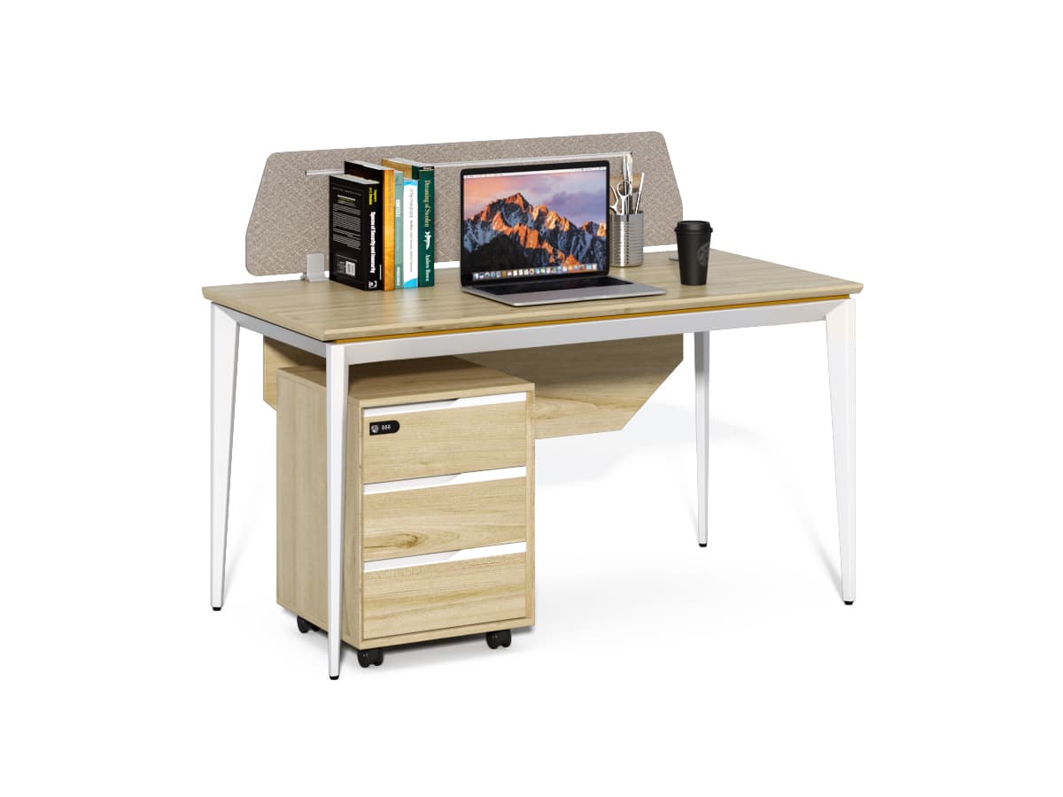 Kancelársky stôl s kontajnerom Houseland Profit Max 01 1407 dub/biely
