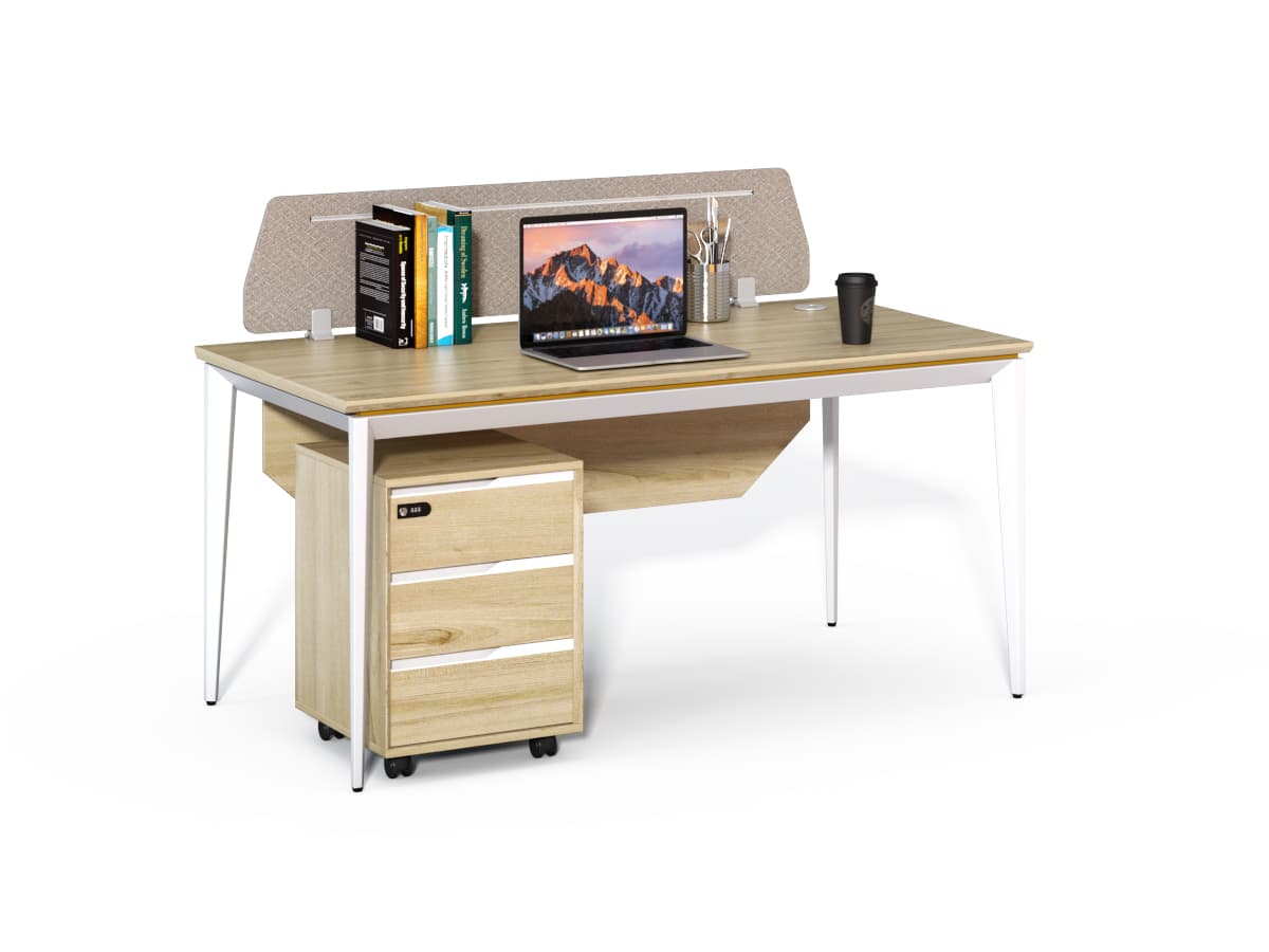 Kancelársky stôl s kontajnerom Houseland Profit Max 01 1608 dub/biely 1