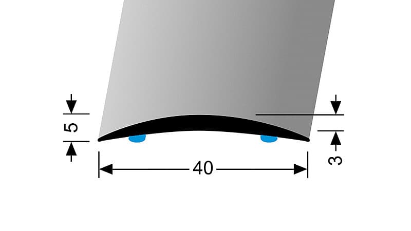Prechodový profil 40 mm, oblý (samolepiaci) | nivelácia 0 - 6 mm | Küberit 462 SK Im. nerezu kart. F2G