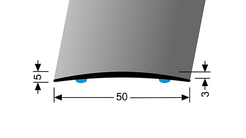 Prechodový profil 50 mm, oblý (samolepiaci) | nivelácia 0 - 5 mm | Küberit 463 SK Stříbro F4