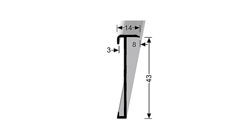 Schodový profil 14 x 43 mm pre krytiny do 3 mm (skrutkovací) | Küberit 845 Černá F16