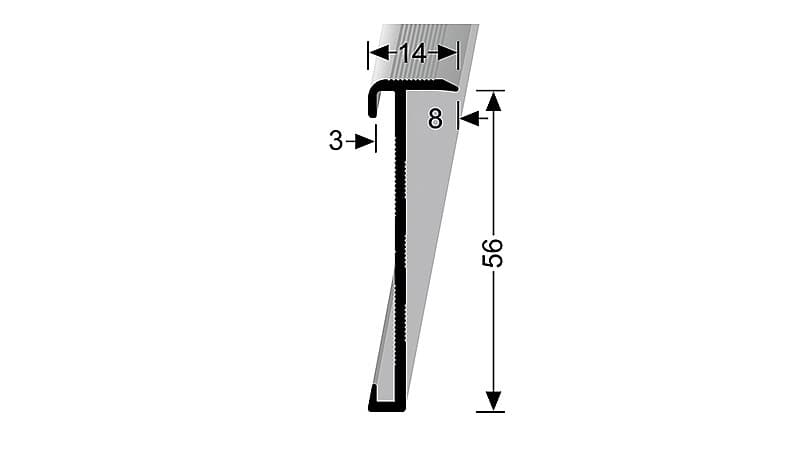 Schodový profil 14 x 56 mm pre krytiny do 3 mm (skrutkovací) | Küberit 846 Černá F16