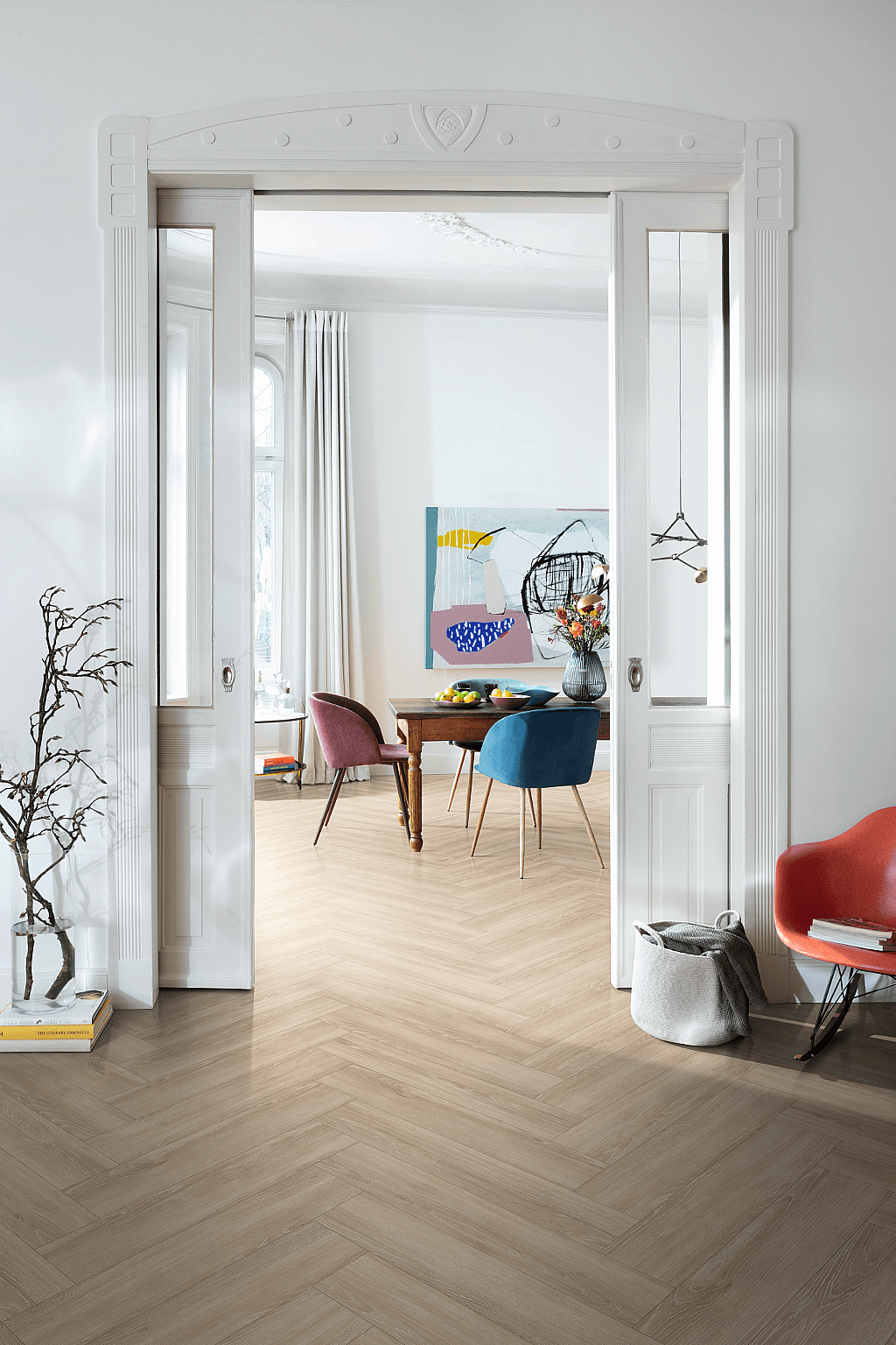 EGGER E-motion herringbone 32 Dub newport krémový EL2161 1