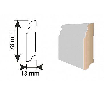 MDF lišta KP 80 P zvlnená hrana 00088