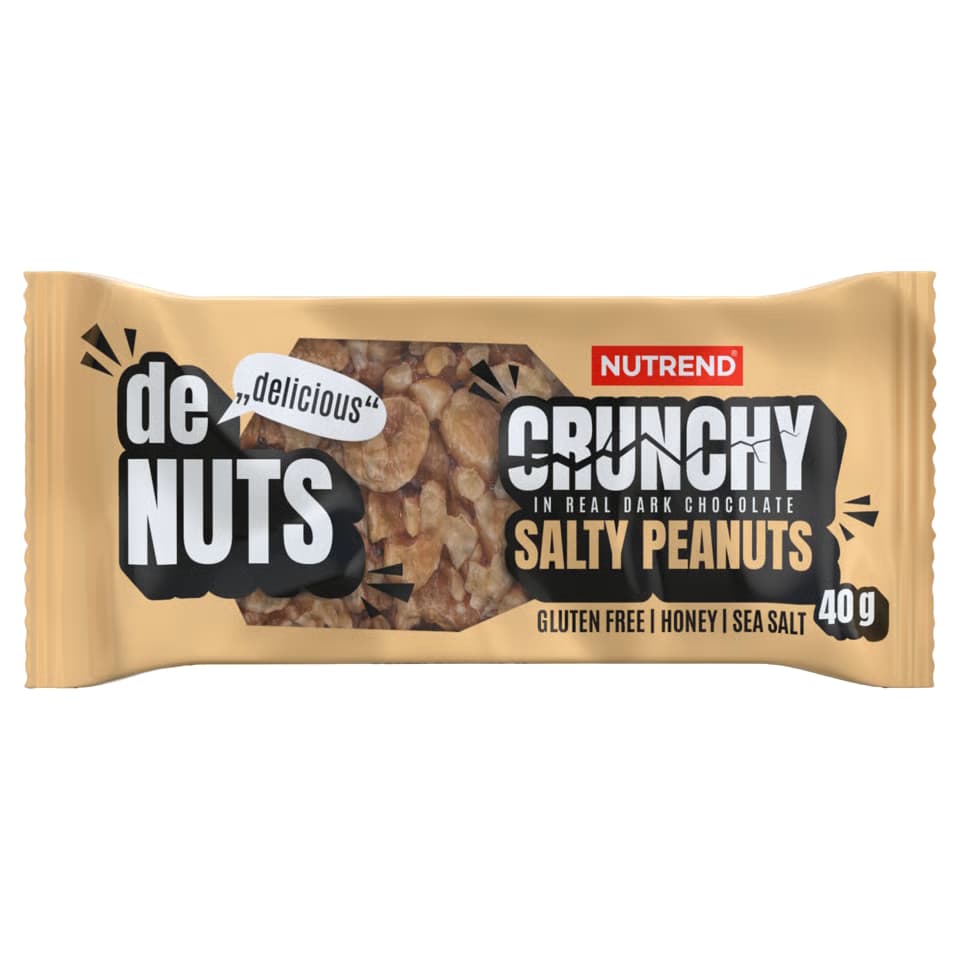 Nutrend DeNuts Crunchy 40g slané arašidy v horkej čokoláde
