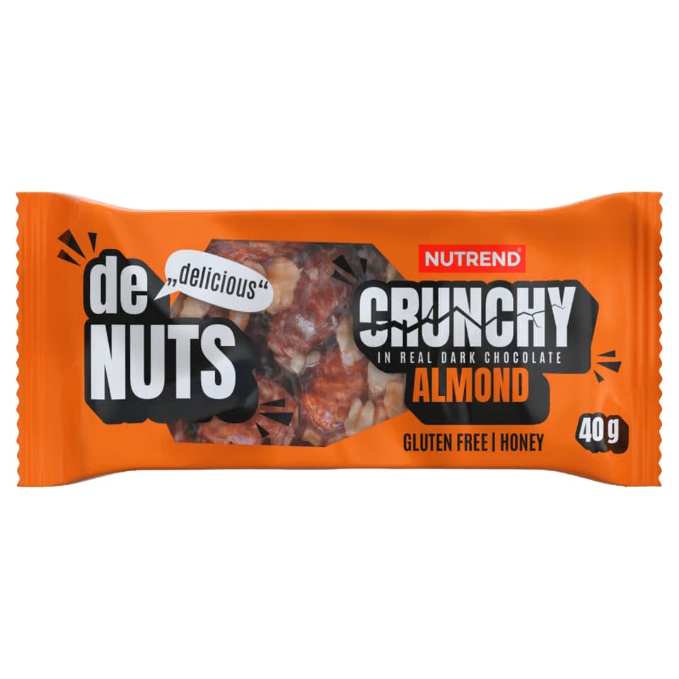 Nutrend DeNuts Crunchy 40g mandle v horkej čokoláde 1