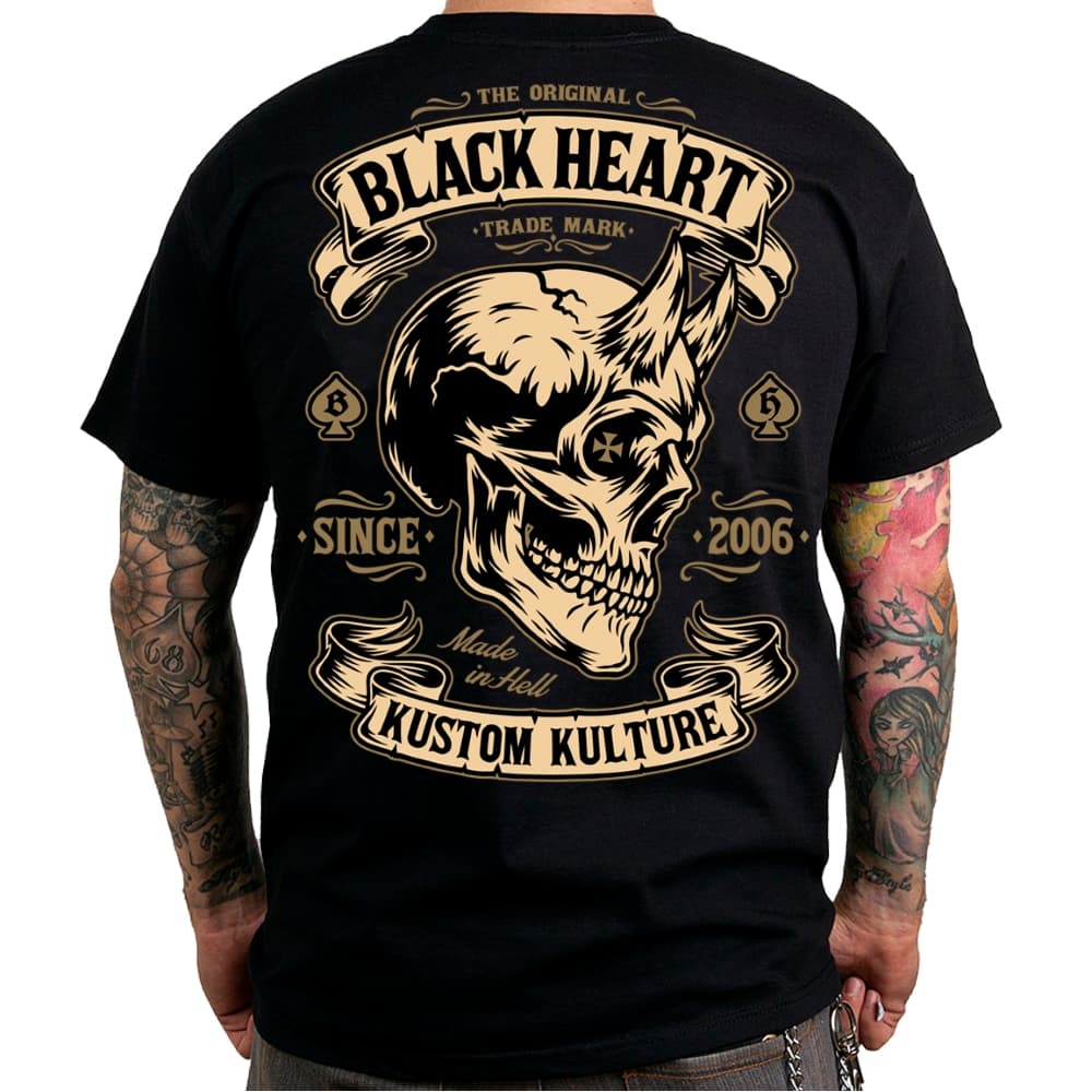 BLACK HEART Devil Skull čierna - M