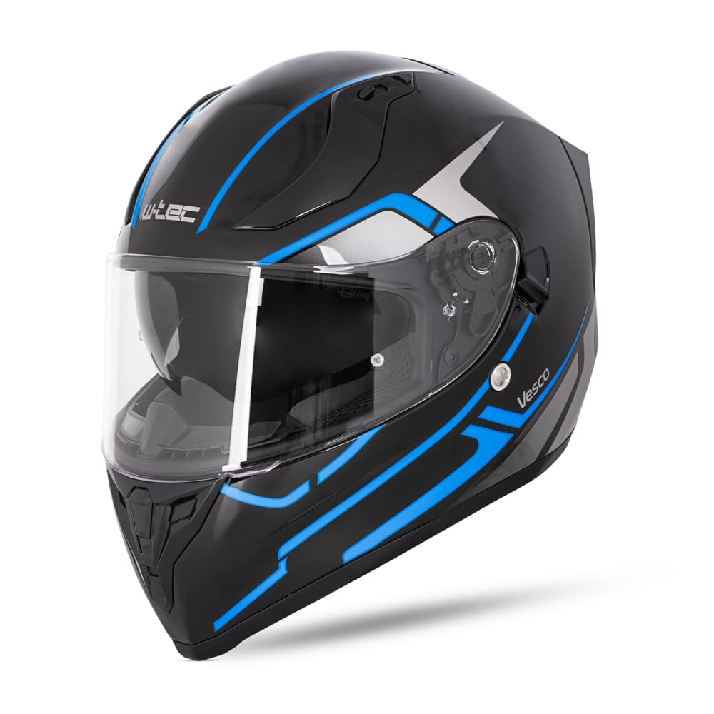 W-TEC Vesco Glossy Black-Blue - M (57-58) 1
