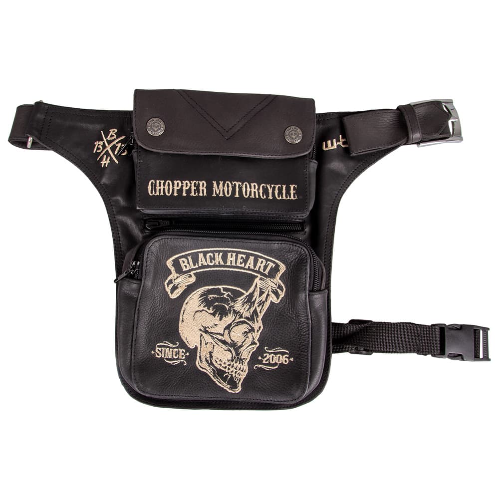 W-TEC Black Heart Devil Skull Black Leather 1