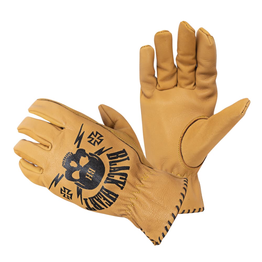 W-TEC Black Heart Skull Gloves camel - S 1