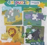 4x puzzle Elephant, hippo, lion, gorilla - autor neuvedený