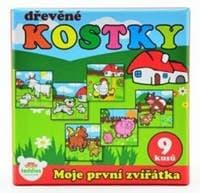 Kostky Moje první zvířátka dřevo 9 ks v dřevěné krabičce - autor neuvedený