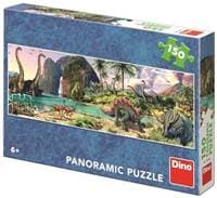 Puzzle 150 Dinosauři u jezera panoramic - autor neuvedený