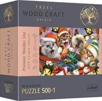 Dřevěné puzzle Vánoční kočky 501 dílků - autor neuvedený 1