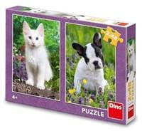 Puzzle 2x48 Buldoček a kotě - autor neuvedený 1