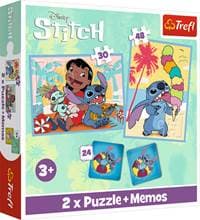 Sada 3v1 Lilo&Stitch Šťastný den (2x puzzle + pexeso) - autor neuvedený