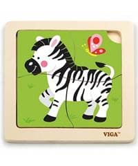 Drevené puzzle Zebra 4 dieliky - autor neuvedený