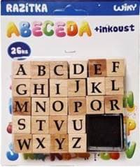 Drevené pečiatky sada s poduškou ABC 26ks + atrament - autor neuvedený