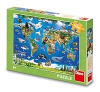 Puzzle 100XL Mapa zvířat - autor neuvedený