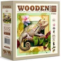 Dřevěné puzzle Chameleon a květiny 505 dílků - autor neuvedený 1