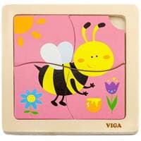 Viga Drevené puzzle Včela 15x15cm