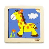 Viga Drevené puzzle žirafa 15x15cm 1
