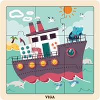 Viga Drevené puzzle Loď 9ks