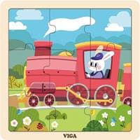Viga Drevené puzzle lokomotíva 9ks 1