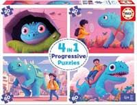Puzzle Přátelští dinosauři 4v1 (20,40,60,80 dílků) - autor neuvedený 1