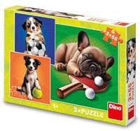 Puzzle 3x55 Psí sportovci - autor neuvedený