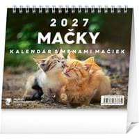 NOTIQUE Stolový kalendár Mačky – s menami mačiek 2027, 16,5 x 13 cm - autor neuvedený