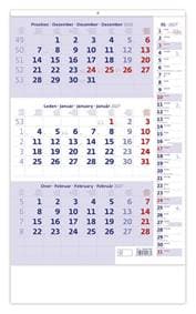 Tříměsíční kalendář modrý s poznámkami 2027 - nástěnný kalendář - autor neuvedený