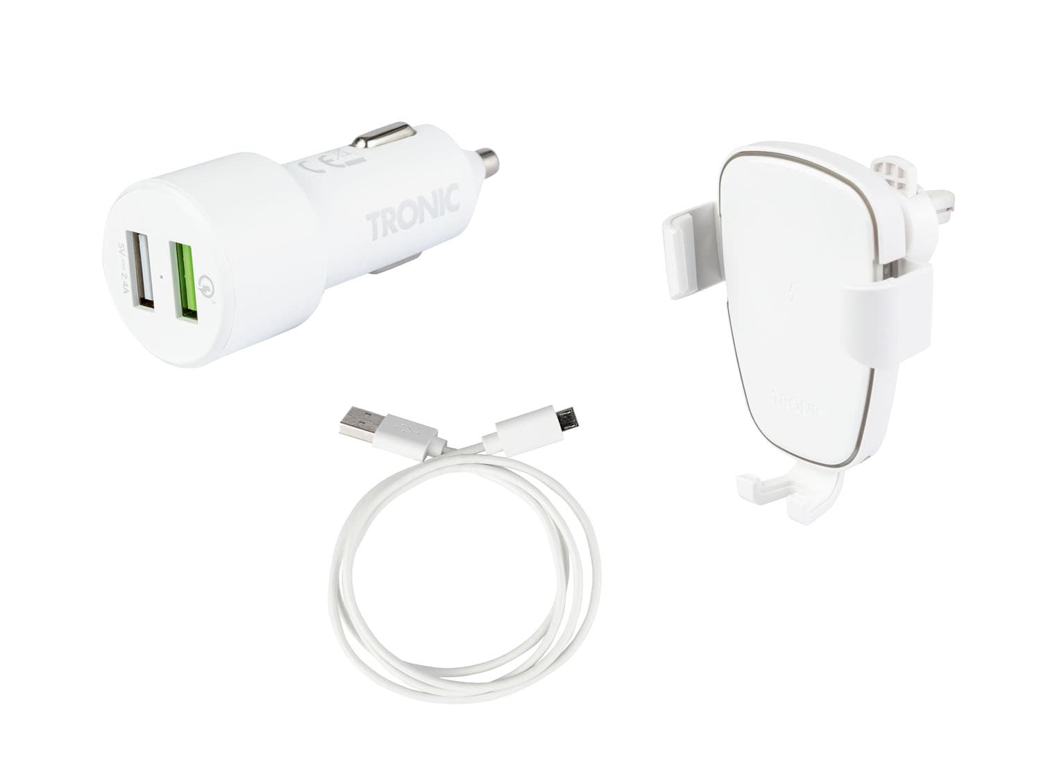 TRONIC® Držiak do auta s nabíjačkou Qi® (biela)
