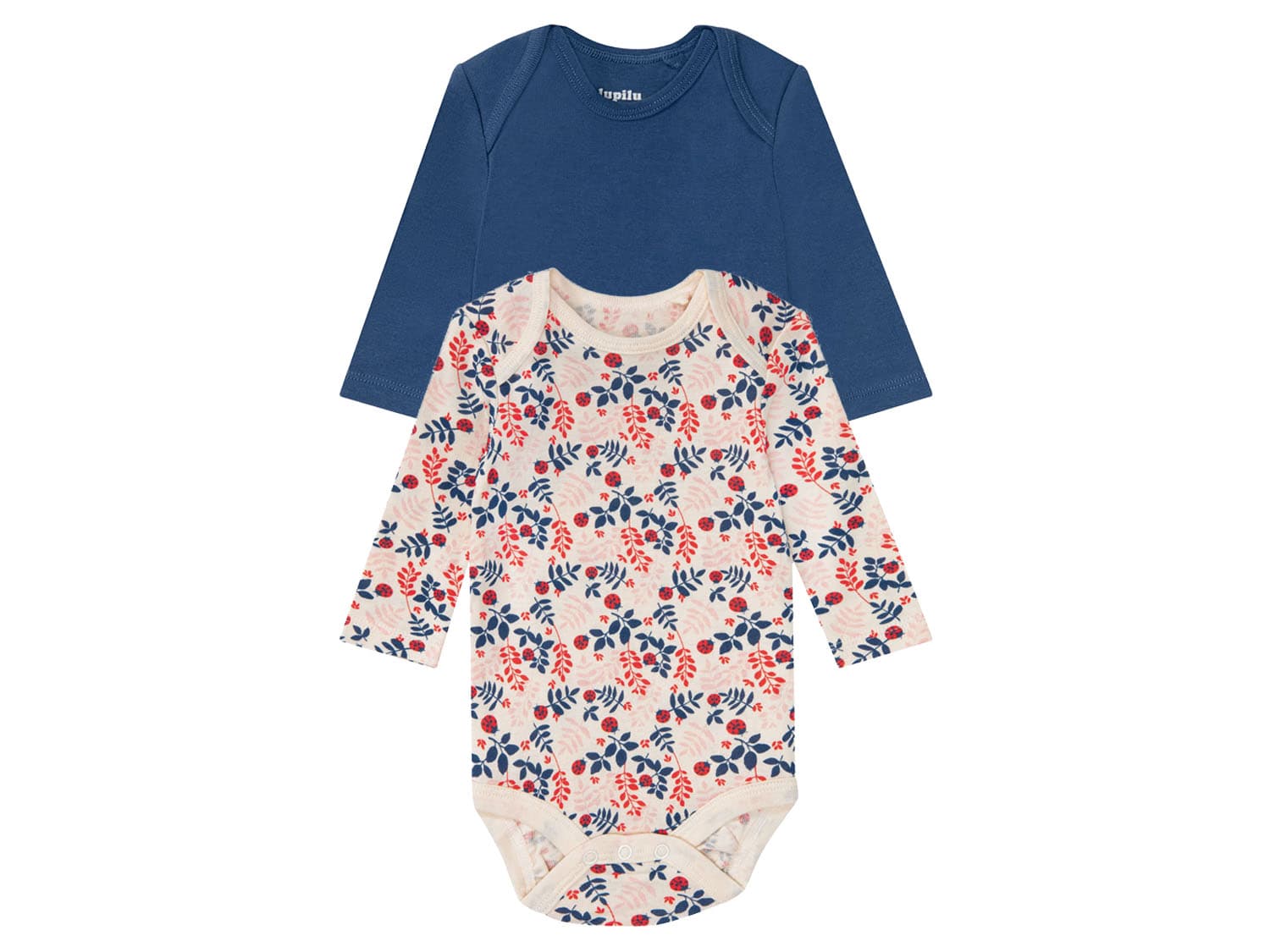 lupilu® Dievčenské body pre bábätká BIO, 2 kusy (krémová/navy modrá, 62/68)