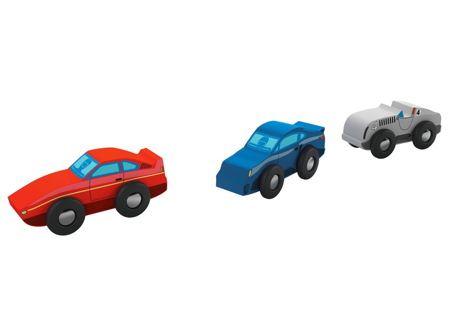 PLAYTIVE Súprava drevených autíčok, 3-dielna (pretekárske auto)