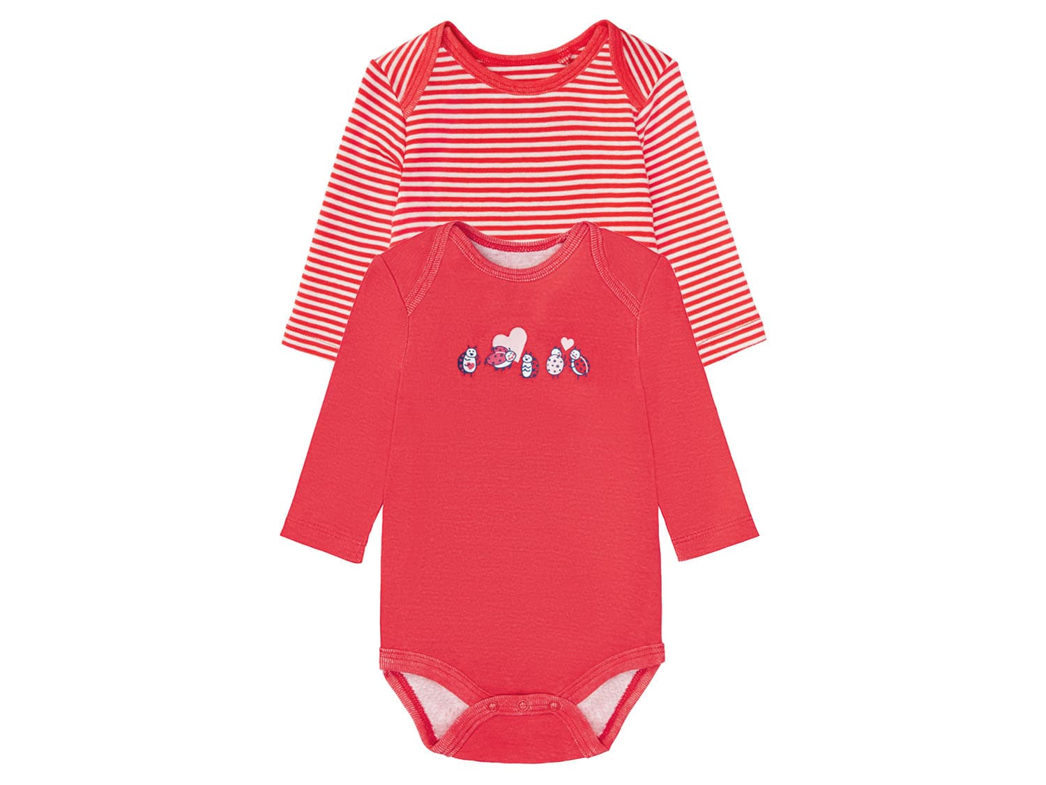 lupilu® Dievčenské body pre bábätká BIO, 2 kusy (červená, 50/56) 1