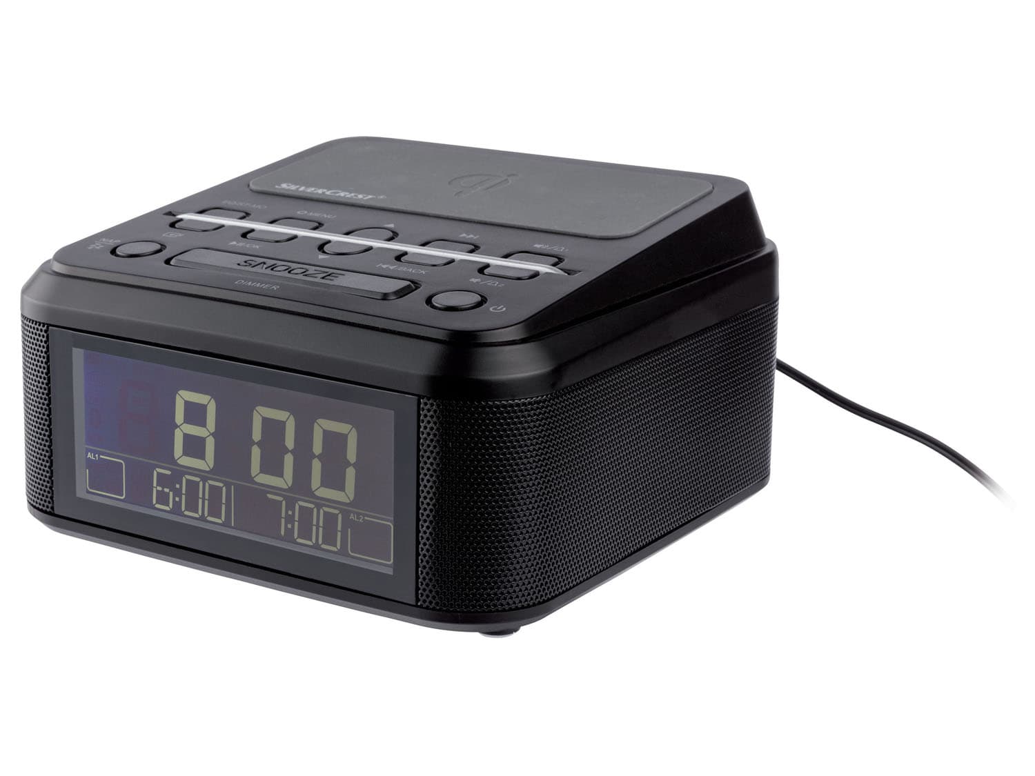 SILVERCREST® Rádiobudík s nabíjaním Qi a Bluetooth® (čierna) 1