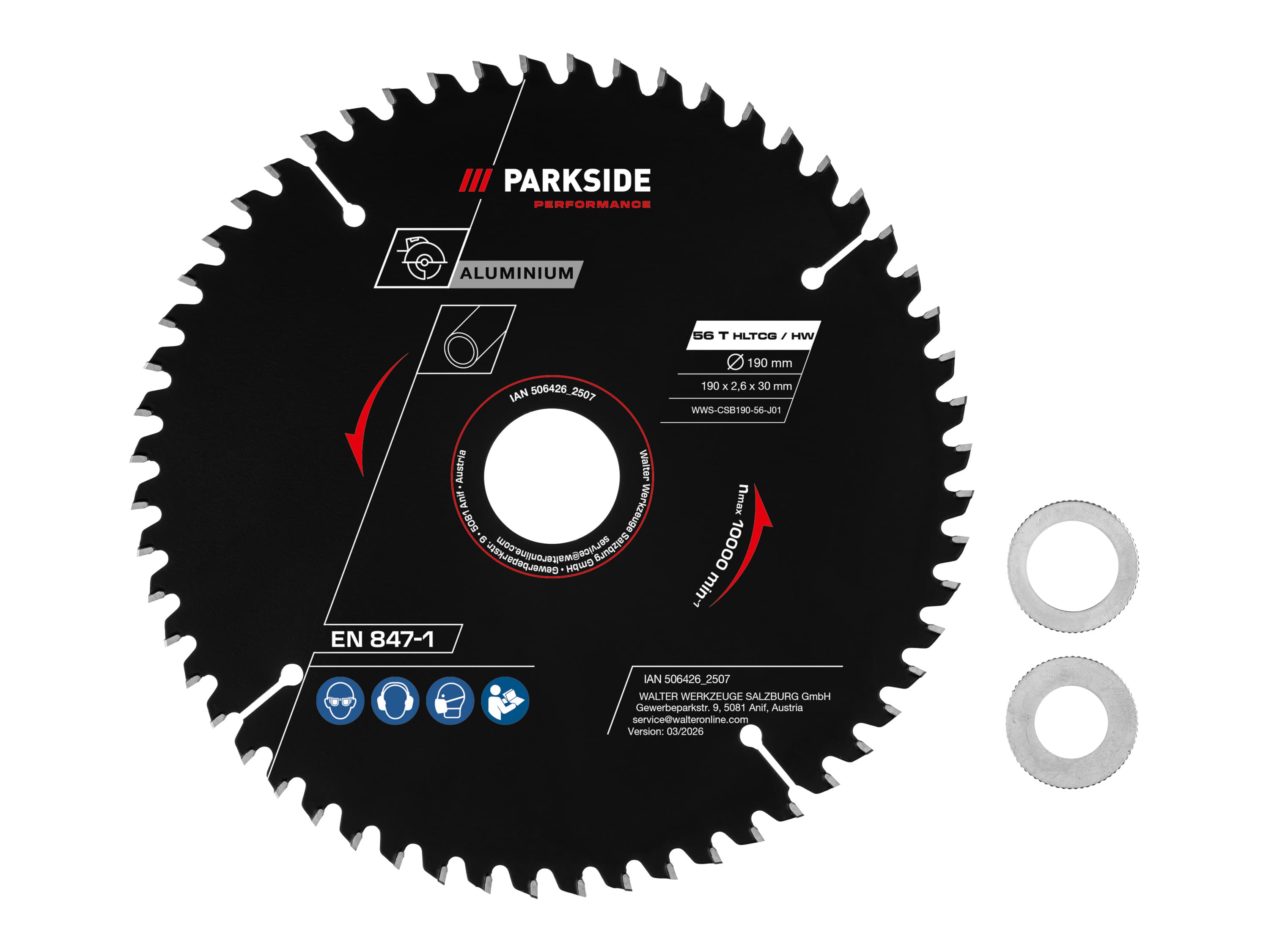 PARKSIDE PERFORMANCE® Pílový kotúč, 190 mm (hliník, 56 zubov) 1