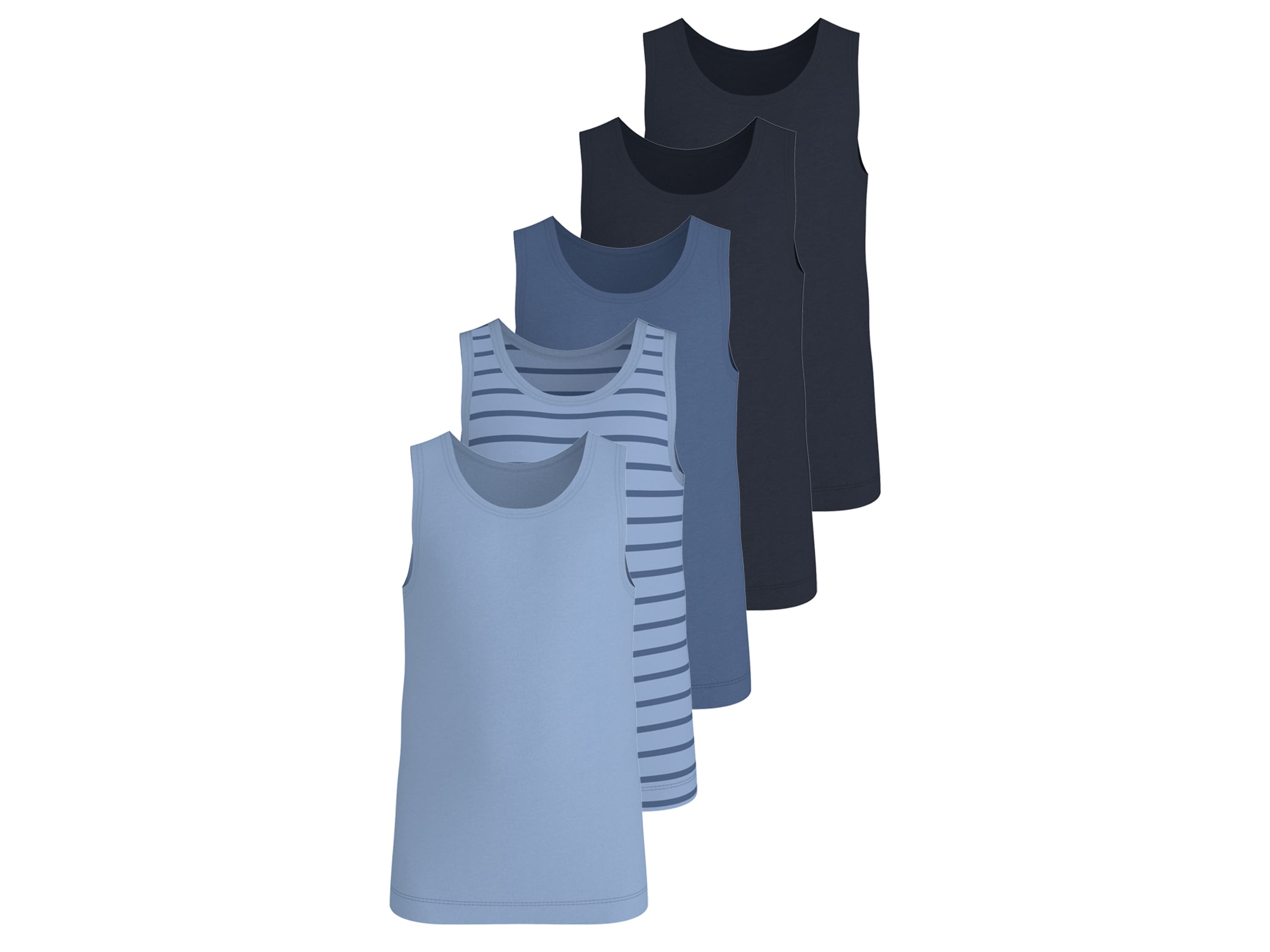 LUPILU® Dievčenské/chlapčenské tielko, 5 kusov (vzor/navy modrá/modrá, 122/128) 1