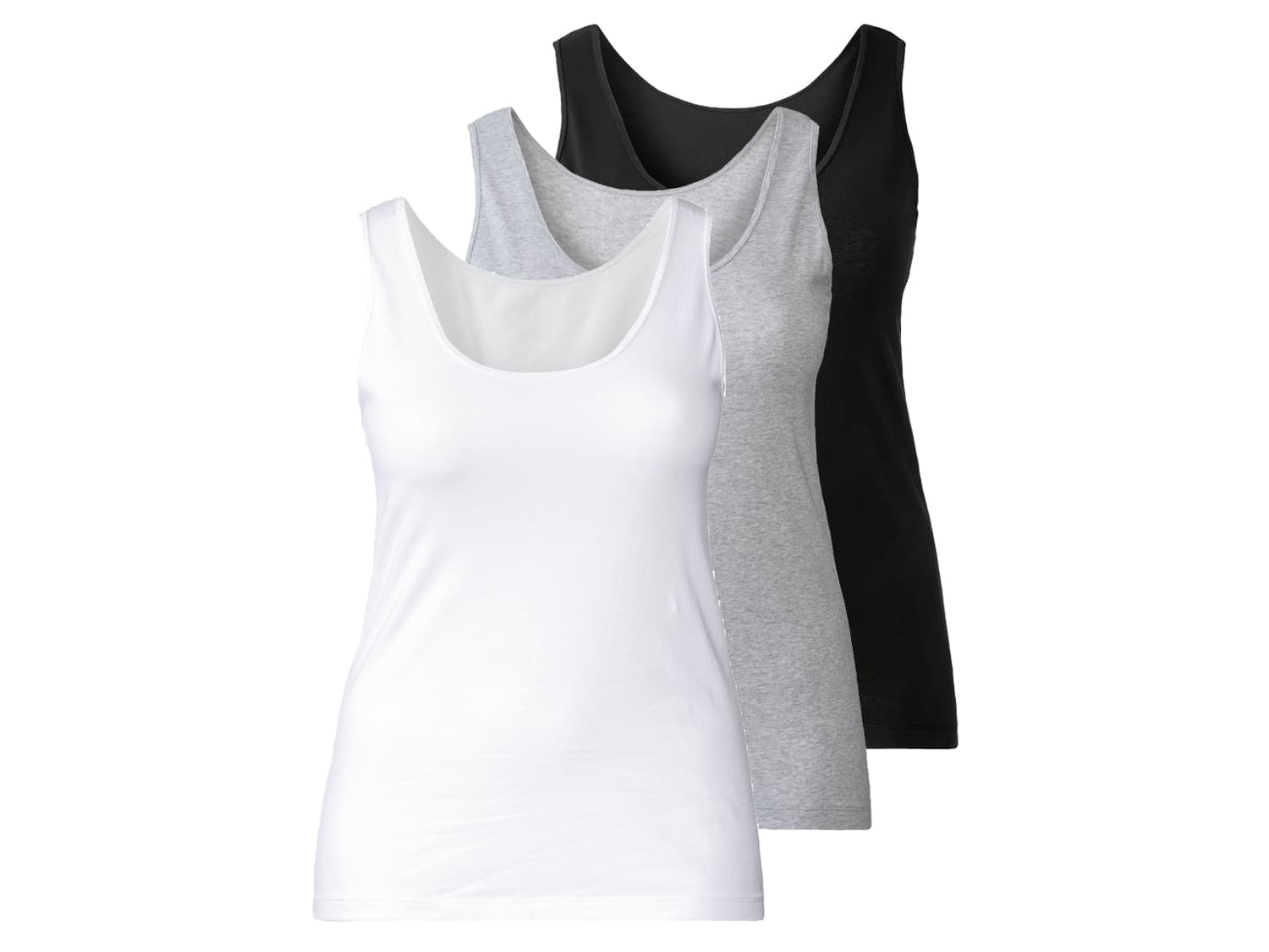 esmara® Dámske tielko XXL, 3 kusy (3XL (56/58), čierna/sivá/biela) 1