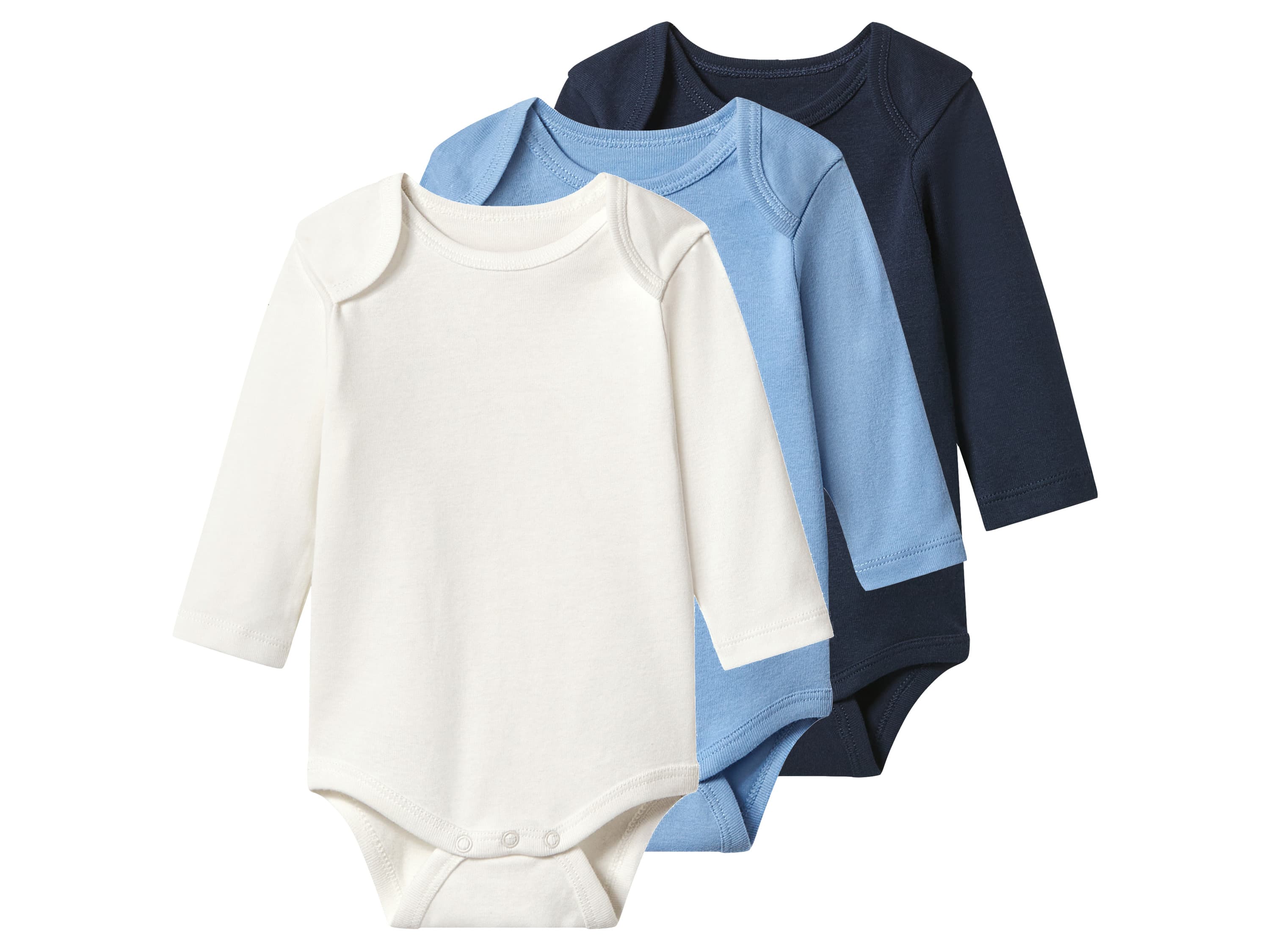 lupilu® Detské body pre bábätká, 3 kusy (biela/modrá, 86/92) 1