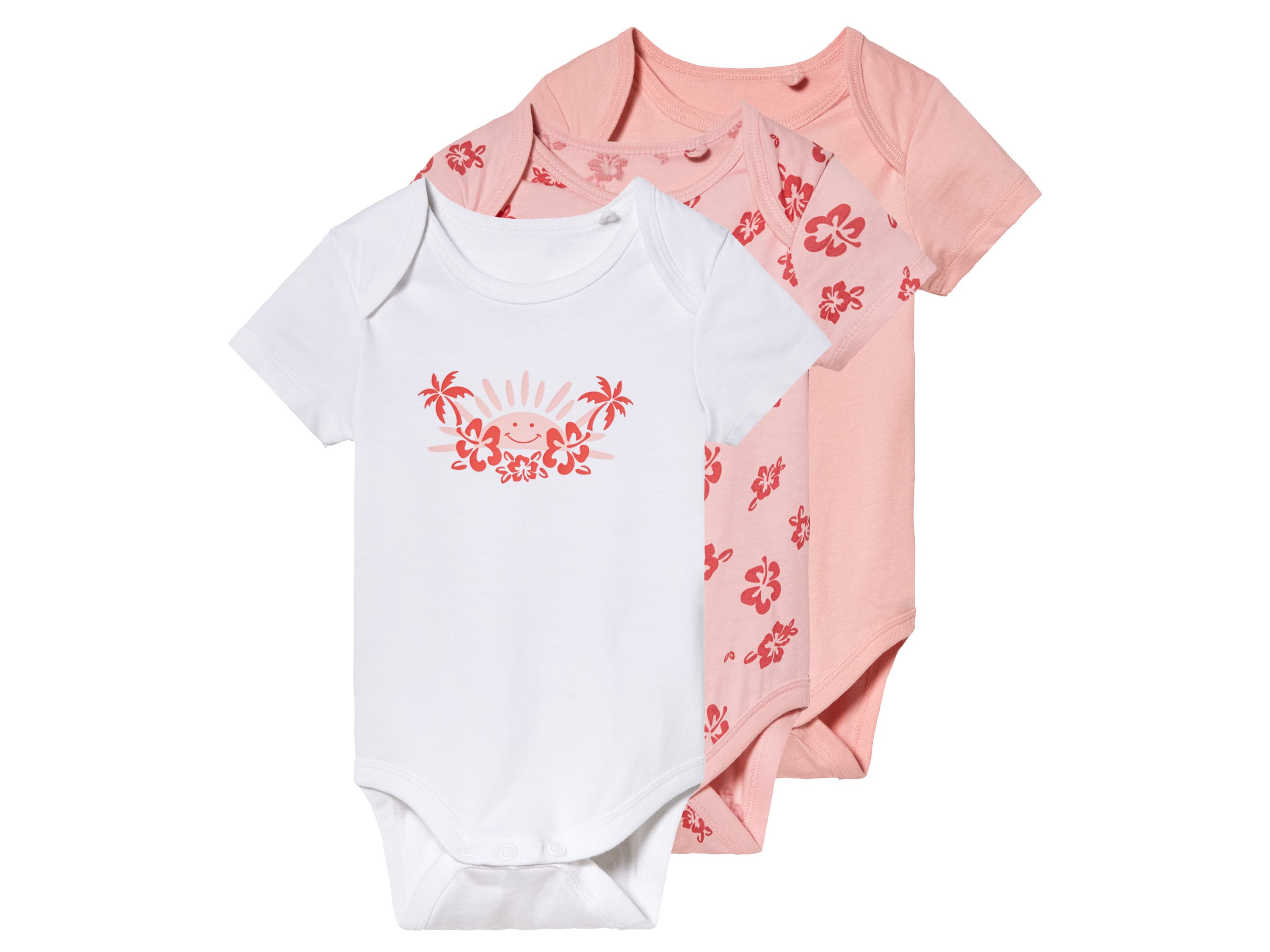 lupilu® Dievčenské body pre bábätká, 3 kusy (50/56, ružová/biela)