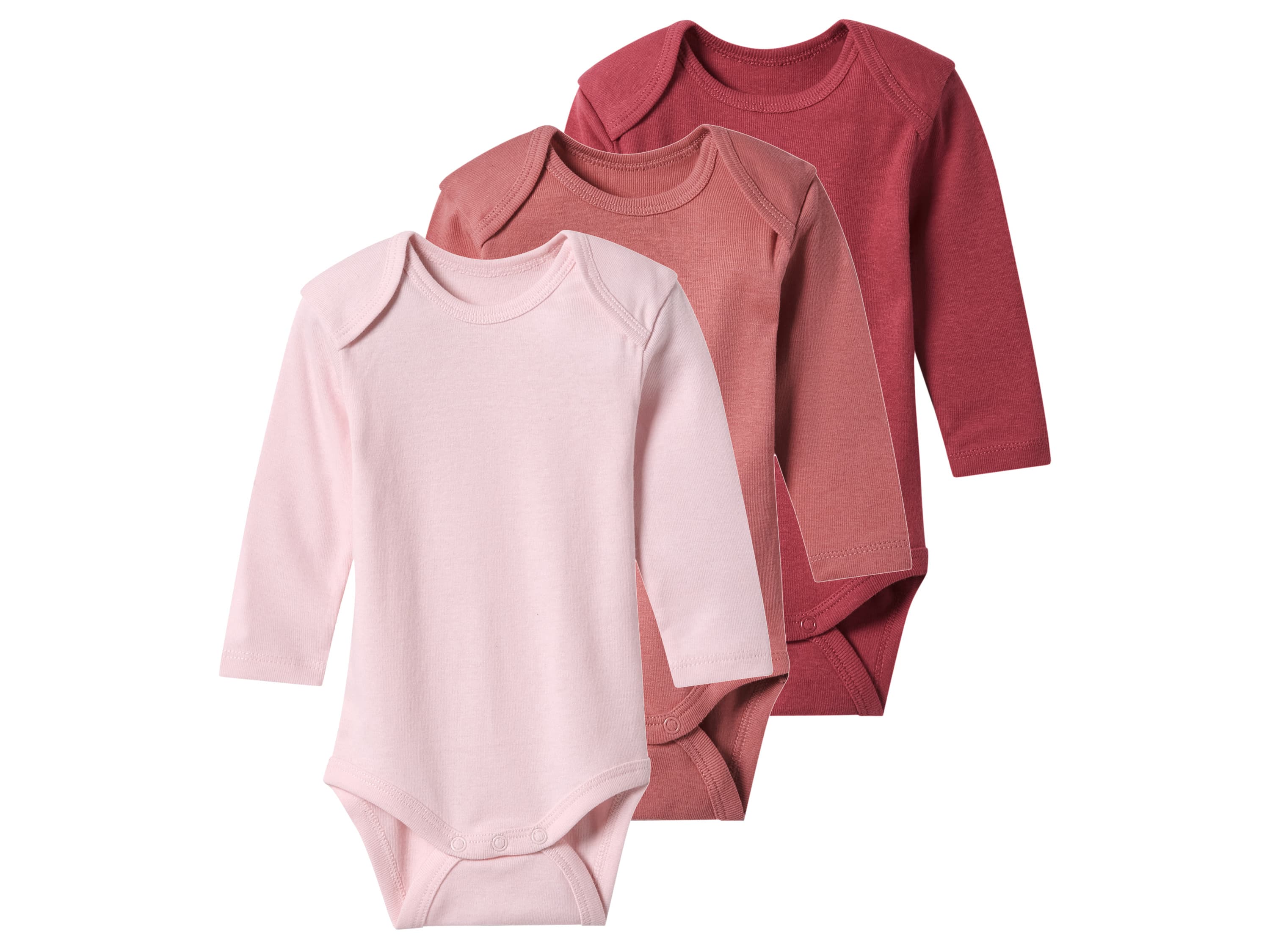 lupilu® Detské zavinovacie body pre bábätká, 3 kusy (červená / bledoružová / ružová, 74/80)