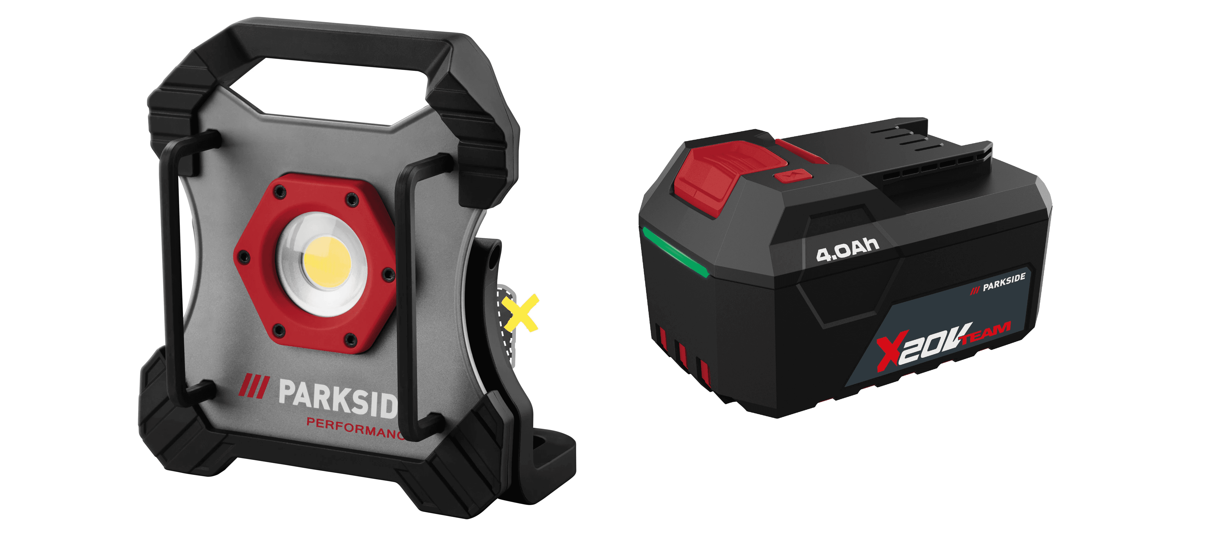 PARKSIDE PERFORMANCE® Aku LED reflektor 20 V PPBSTA 20-Li A1 + Akumulátor 20 V/4 Ah PAP 204 A1