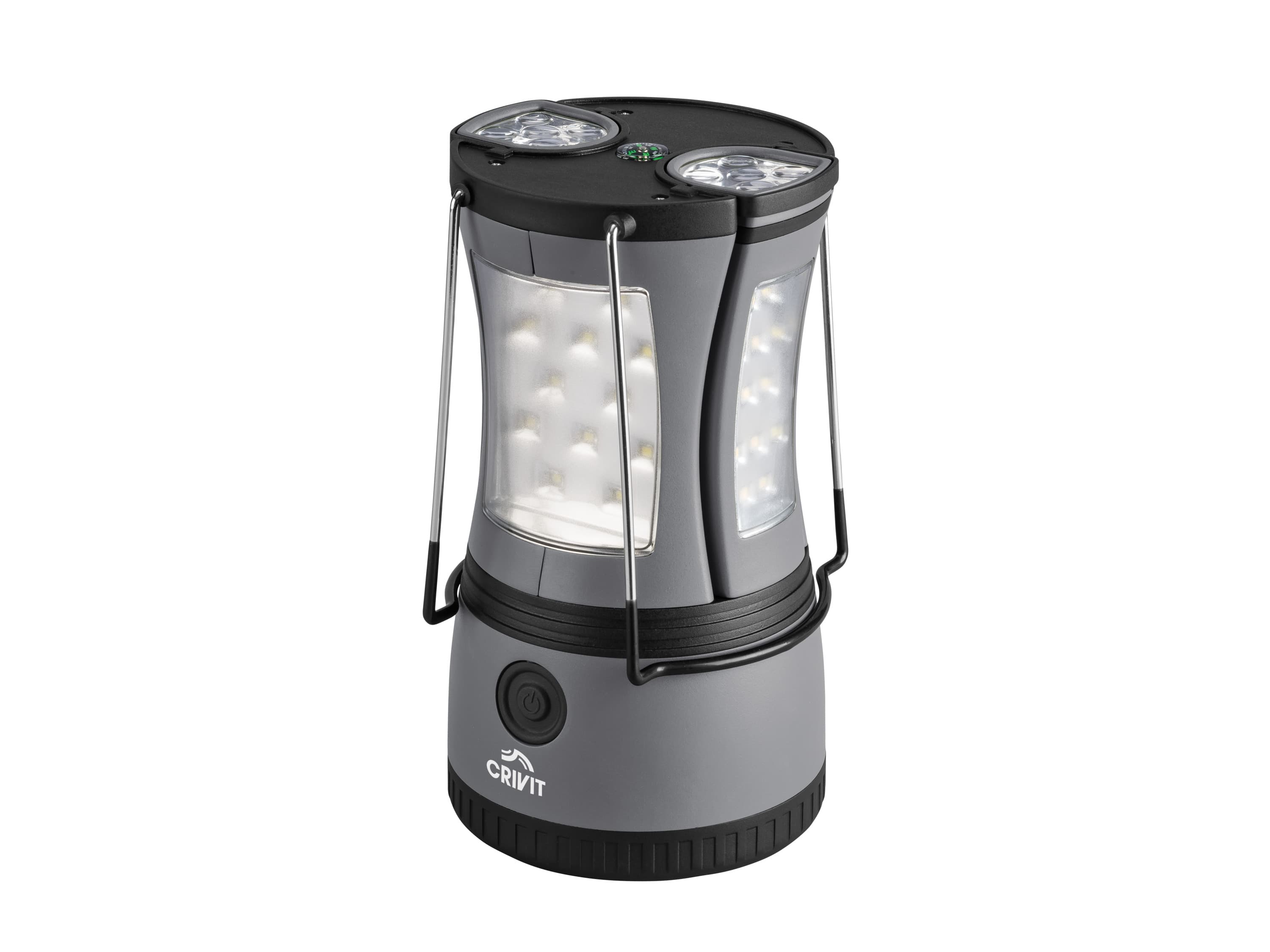 CRIVIT Kempingová lampa 2 v 1 (sivá)